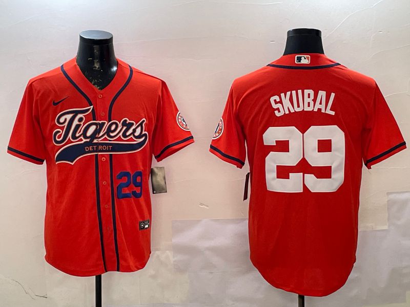 Men Detroit Tigers #29 Skubal Orange Joint Name 2025 Nike MLB Jersey style 2